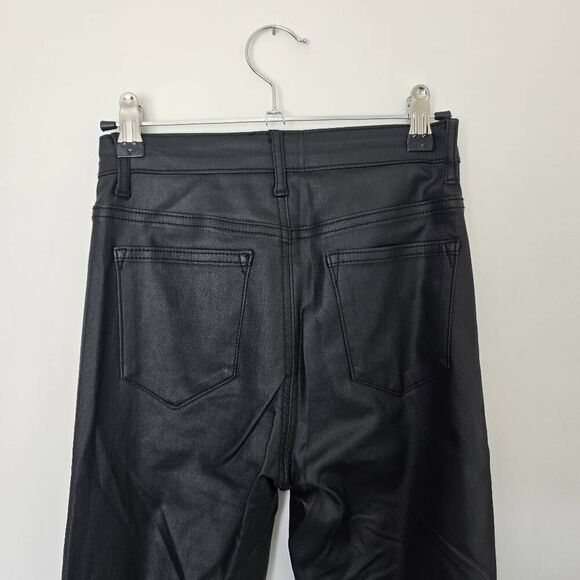 Edikted Luna Flared Jeans Women's Small Black Denim Faux Leather Zip Fly Stretch - Picture 5 of 8